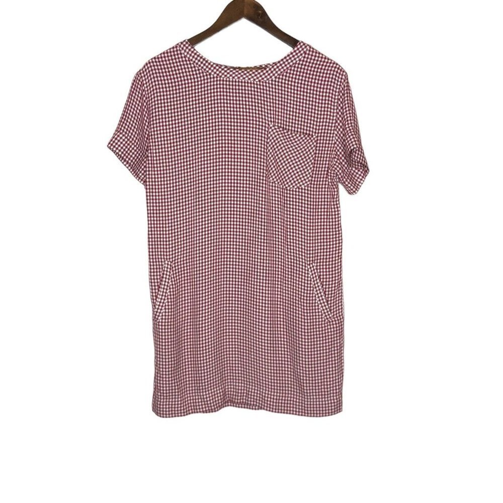 Madewell Filmscore Red and‎ White Gingham Mini Dress with Pockets Size Small
